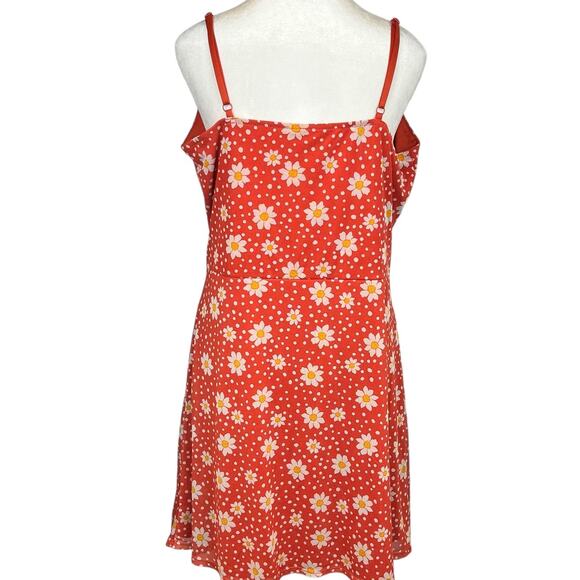 No Boundaries Women Juniors Size 19 XXL Slip Sun Mini Dress Salmon with Daisies - Picture 5 of 9